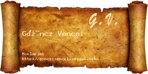 Göncz Vencel névjegykártya